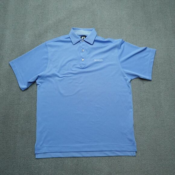 FJ Polo Shirt Men's Size Medium Blue Benecon Short Sleeve Collared Regular Fit - Picture 1 of 6